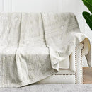 JINCHAN Boho 100% Cotton Muslin Blanket 3-Layer Queen Size 80x90 Inches Geometric Light Grey Lightweight Reversible Soft Comfy Throw for Couch Sofa Bed Coverlet Quilt Large Blanket Bedroom All Seasons by CozyNest Decor