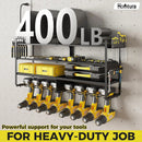 ‌Heavy Duty 4-Layer Power Tool Organizer Wall Mount with 8 Outlet Power Strip- Holds 8 Cordless Drills, 400lbs Capacity Metal Garage Storage Rack‌ by GreenHaven Gardens
