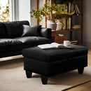 Ottoman Rectangular Storage Ottoman Bench, Faux Leather Footrest, Coffee Table, Stool Footstool with Hinged Lid for Living Room, Bedroom, Entryway, Black, 28.5"x19"x17.5" by CozyNest Decor