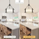 16.3''Black Drum Chandelier 3-Light Modern Farmhouse Chandelier with White Fabric Shade Adjustable Drum Pendant Light Fixture for Dining Room Kitchen Island Hallway Living Bedroom by CozyNest Decor