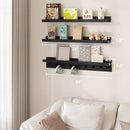 MBYD Black Picture Ledge Shelf with Hooks, 24 Inch Floating Book Shelves Kids Room, Wall Mounted Nursery Bookshelves, Hanging Bookshelf for Bedroom, Living Room, Kitchen, Bathroom Set of 3 by CozyNest Decor