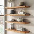 Rustic Elm Wood Floating Shelf for Wall, Flat Edge 48"W x 9.2"D x 1.4"H, 1 Pack with Invisible Bracket, Large Wall Mounted Storage Shelf for Living Room Bedroom Kitchen Bathroom Decor, Natural Finish by TinyTreasures Baby Boutique