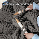 Chunky Knit Blanket Throw - 100% Hand Knitted Chunky Throw Blanket for Couch, Thick and Warm Blanket for Winter, Dark Grey, 50x60 Inches by CozyNest Decor