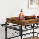 Bar Cart, Bar Carts for The Home, 3 Tier Serving Cart with Wheels, Home Bar & Serving Carts, Metal Rolling Cart with Wine Rack & Removable Tray for Kitchen, Dining Room, Living Room-Retro Brown by CozyNest Decor