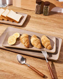 famiware Serving Platter, Rectangular 15.67/14.1/12.6 inch Serving Dishes for Entertaining, Microwave Dishwasher Safe, Stonware Serving Trays for Party, Turkey, Cheese, Ocean Series, Cinnamon Brown by CozyNest Decor