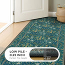 Joydeco Washable Area Rugs 5x7, Boho Floral Dining Room Rug Non Slip, Soft Low-Pile Botanical Forest Indoor Floor Throw Carpet for Living Home Office Playroom Foyer, Dark Blue by TinyTreasures Baby Boutique