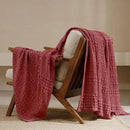 PHF 100% Cotton Waffle Weave Throw Blanket, Soft Lightweight Breathable Cozy Summer Throws for Couch Bed Sofa, Luxury Aesthetic Woven Blanket for Home Decor & Office, 50"x60", Wine Red by CozyNest Decor
