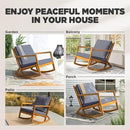 IDZO Club Rocking Chair 500lbs Capacity with Inclined Backrest, Thick Foam Cushion, Solid Acacia Wood Rocker for Patio, Backyard, Balcony, Porch, Grey by CozyNest Decor