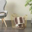 Deco 79 Metal Decorative and Functional Storage Basket Deep Basket Organizer with Round Handles, Basket for Storage 20" x 18" x 19", Gold by GreenHaven Gardens