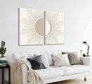2Pcs Minimalism Boho Canvas Wall art Mid Century Modern Beige and White Sun and Moon Geometric Abstract Painting Pictures Wall Decor Posters Print Artwork for Bedroom Living Room Decoration by CozyNest Decor