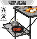 RedSwing Folding Grill Table with Extension Space, Adjustable Height Portable Large Stand Camp Table for Outdoor Indoor Camping Picnic BBQ, Black with Side Panels by GreenHaven Gardens