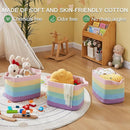 OIAHOMY Storage Basket, Woven Baskets for Storage, Cotton Rope Basket for toys,Towel Baskets for Bathroom - Pack of 3, Rainbow Pastel by TinyTreasures Baby Boutique