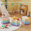 OIAHOMY Storage Basket, Woven Baskets for Storage, Cotton Rope Basket for toys,Towel Baskets for Bathroom - Pack of 3, Rainbow Pastel by CozyNest Decor