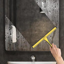 All-Purpose Stainless Steel Shower Squeegee for Shower Doors with 2 Adhesive Hooks, Bathroom Cleaner Tool Household Window Mirror Squeegee for Home Cleaning, Glass Door, Tile Wall, Car, 10 Inch Golden by CozyNest Decor