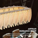 Gold Rectangle Modern Chandeliers for Dining Room Light Fixture, Water Ripple Crystal Glass LED Chandelier for Kitchen Island Bar Living Room, 2700K-6000K