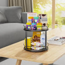 Lazy Susan Organizer 2 Tier - 9.2" Turntable Spice Rack for Table Top, Wooden Rotating Lazy Susan for Cabinet Pantry Kitchen Countertop Dining Table Cupboard Bathroom Vanity Storage(Black) by CozyNest Decor
