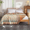 Boho Throw Blanket for Couch Sofa Bed, 100% Cotton Woven Quilt with Tassel 80”x90”, Super Soft Muslin Blanket with Patchwork Printed, Decorative Reversible Bed Blanket/Cover for All Seasons by CozyNest Decor
