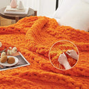 L'AGRATY Chunky Knit Blanket Throw: 72''x84'' Chenille Chunky Knitted Throw Blanket for Bed Couch - Handmade Thick Big Cable Knit Blanket - Large Chunky Crochet Rope Blanket for Home Decor(Orange) by CozyNest Decor