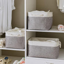 TheWarmHome Storage Baskets for Organizing, X Large - 3 Pack 17.7L×13.8W×9.8H in Foldable Storage Bins for Shelves, Fabric Storage Box for Closet Nursery Toy Gift (White & Grey) by TinyTreasures Baby Boutique