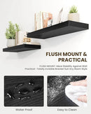Marsmiles 72" Floating Shelves for Wall, Wooden Shelves with Invisible Brackets Set of 2, Rustic Farmhouse Wall Mounted Shelf for Kitchen Bathroom Living Room Study, Black by CozyNest Decor
