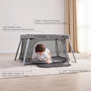 2 in 1 Portable Travel Crib for Toddler, Foldable Crib for Baby, Lightweight Playpen Collapsible Playard with Soft Mattress, Easy to Carry Baby Travel Bed for Outdoor, Indoor (Grey) by TinyTreasures Baby Boutique