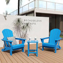 WO Home Furniture Adirondack Chair Table Set of 2 PCS Outdoor Folding Chair w Side Table Weather/UV Resistant for Lawn, Garden, Bon Fire, Balcony (Pacific Blue) by GreenHaven Gardens