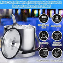 meekoo 4 L Double Wall Insulated Stainless Steel Ice Bucket with Lid, Scoop, Strainer, Handle Large Wine Ice Bucket Upgraded Cover Keep Frozen Longer for Cocktail Bar Parties(Silver) by CozyNest Decor