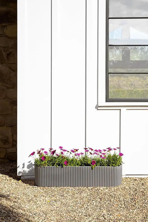 Veradek Demi Series Window Box Planter - Long Planter Box for Windowsill/Balcony | Durable Plastic-Stone Composite Material | Modern Décor for Flowers/Herbs, photo 6 of 9