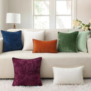 decorUhome Chenille Soft Throw Pillow Covers 18x18 Set of 2, Farmhouse Velvet Neutral Decorative Euro Pillow Covers with Stitched Edge for Couch Sofa Bed Home Decor, Beige by CozyNest Decor