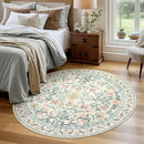 Wonnitar Round Washable Rug, Soft Floral Round Rugs 5ft Circle Carpets for Bedroom Ultra-Thin, Boho Beige Print Distressed Circular Carpet for Living Room Dorm Bedside by TinyTreasures Baby Boutique