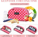 Cerbonny Small Cooler Bag Freezable Lunch Bag for Work School Travel, Leak-proof, Insulated, Waterproof, Portable, Pink Checkerboard, 2.5L by TinyTreasures Baby Boutique