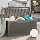 JUMMICO 100 Gallon Resin Deck Box, Waterproof Outdoor Storage Box with Lockable Lid for Garden Tools, Patio Cushions (Light Brown) by CozyNest Decor
