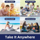 ZAZE Picnic Blankets Machine Washable, 80''x80'' Extra Large Waterproof Sandproof Foldable Compact Beach Blanket, Oversized XL Outdoor Mat for Spring Summer Camping, Park, Travel Grass(Blue and White) by TinyTreasures Baby Boutique