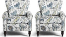 Wingback Accent Chair with Removable Pillow, High Back Floral Armchair with Solid Wood Legs & Nailhead Trim, Comfy Upholstered Reading Single Sofa Chair for Bedroom (2, Blue Floral Pattern) by CozyNest Decor