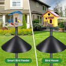 Smart Bird Feeder Pole Stand 79In,Adjustable Height Metal Bird House Pole for Outdoor Garden with Multiple Mounting Options (Black, Round Squirrel Baffle - High 79in) by GreenHaven Gardens