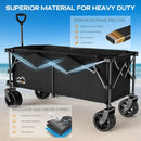 300L Extra Large Collapsible Foldable Wagon, 440lbs Load Capacity 48''L Extended Heavy Duty Folding Beach Wagon with Big All-Terrain Wheels, Utility Garden Cart for Outdoor Activities, Black by GreenHaven Gardens