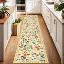 Floral 2x10 Area Rug Machine Washable Soft Print Boho Carpet Non Slip Doormat Low Pile Flower Area Rugs for Living Room Bedroom Nursery Kitchen Dining Room Indoor-Ivory/Yellow by TinyTreasures Baby Boutique