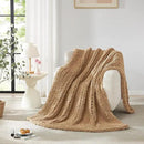 L'AGRATY Chunky Knit Blanket Throw: 80''x90'' Chenille Chunky Knitted Throw Blankets for Bed Couch - Handmade Thick Big Cable Knit Blanket - Large Crochet Rope Blankets for Home Decor(Tan) by CozyNest Decor