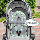 Baby Car Seat Head Support for Newborn, GFU 2 in 1 Infant Car Seat Head Body Support with Strap Pads, Soft Stroller Cushion Pillow Insert for Girls and Boys, Fits for Stroller, Swing, Green by TinyTreasures Baby Boutique
