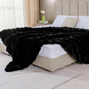 Black Fluffy Thick Fur Throw Blanket 50x60 for Bed Couch Office Chair Bunny Soft Blanket for Adults Gift Home Living Room Decorative Decor 860 GSM by CozyNest Decor
