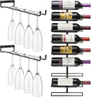 Sorbus Wall Mount Wine Rack + Under Cabinet Wine Glass Holder Set - Wine Rack Wall Mounted for Wine Bottles, Champagne, and Wine Glasses - Complete Your Home Bar & Wine Kitchen Storage, 1 Pack by CozyNest Decor
