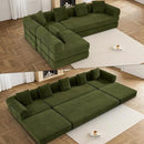 Convertible Sleeper Sofa Bed Set with Pillow, 4-in-1 Corduroy Folding Mattress Boneless Couch with Fixed-Shape Frame, Fold Out Floor Sofa Cama Lounge Couch for Living Room, Olive Green by CozyNest Decor