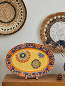 Bico Tunisian Ceramic 16 inch Oval Platter, Microwave & Dishwasher Safe by CozyNest Decor