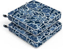 LVTXIII Patio Chair Cushions 22"x22"x3", Water-Repellent Outdoor Seat Cushions for Patio Furniture, Square Chair Pads with Ties for Home Garden Decoration, Set of 2, Flower Navy by GreenHaven Gardens