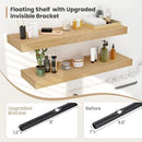 Heimlove 24 x 12 Inch Deep Floating Shelves Wall Mounted with Invisible Brackets,Storage Hanging Shelf for Wall Decor in Bathroom, Bedroom, Toilet, Kitchen, Living Room, Office Set of 2 (Oak) by CozyNest Decor