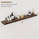 Floating Shelves for Wall Decor, 8 Inch Deep Rustic Solid Elm Wood Floating Shelves Wall Mounted, Wall Shelves with Invisible Bracket for Living Room Bathroom Bedroom Kitchen, 48 Inch Set of 1, Walnut by CozyNest Decor