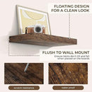 RICHFOCUS 16Inch Floating Shelves for Wall 2 Pack Shelves for Bedroom|Kitchen|Bathroom Wall Mounted Rustic Wood Floating Shelf with Invisible Brackets for Books|Storage|Decor, Rustic Brown by CozyNest Decor