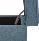 Adeco 17" Square Ottoman with Storage, Small Blue Storage Ottoman Foot Rest with Hinged Lid & Solid Wood Legs, Linen Fabric Foot Stool for Living Room & Bedroom by CozyNest Decor