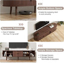 55" Mid Century TV Stand, Fluted TV Stand Fits 32" to 60" TVs. Wood Entertainment Center for Living Room, Farmhouse Modern TV and Media Console Table with Storage, Curved Edge and Sliding Door, Walnut by CozyNest Decor