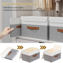 Yawinhe Storage Bins with Lids, Fabric Foldable Boxes, Washable and Leather Handle, Cube Organizer Basket for Home, Closet, White/Grey, 17.7''Lx11.8''Wx11.8''H, 1-Pack, USNK024WGX-1 by TinyTreasures Baby Boutique